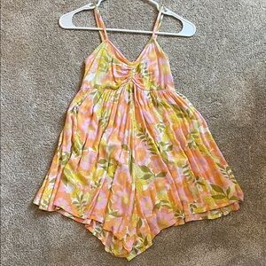 Billabong Floral Romper in Pink and Yellow